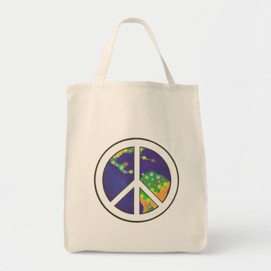 Planet Earth Peace Sign, Canvas tassen (Voorkant)