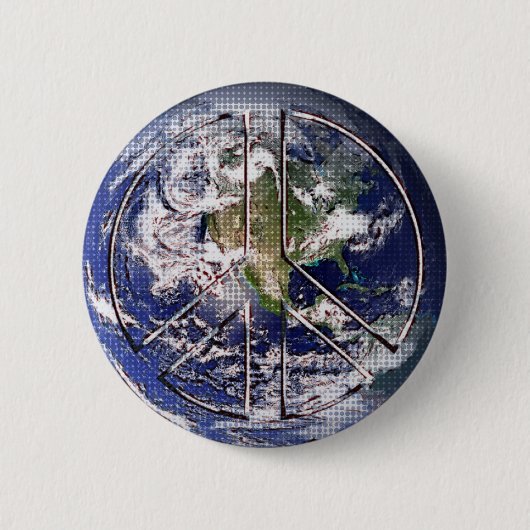 Planet Earth Peace Sign Ronde Button 5,7 Cm (Voorkant)
