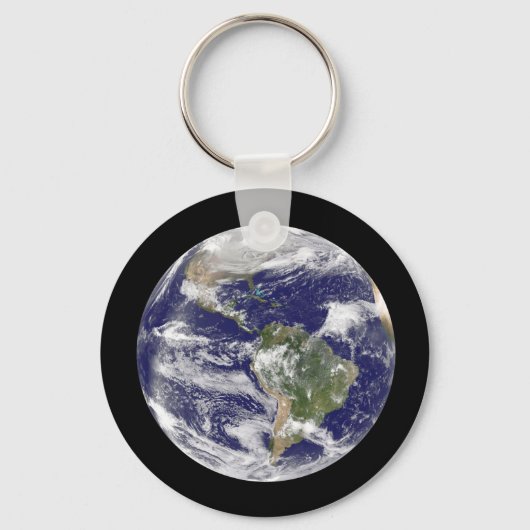 Planet Earth Photographic Round Wereldbol Sleutelhanger (Voorkant)