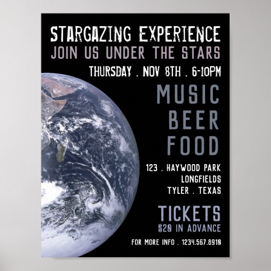Planet Earth, Planetarium-evenement Adverteren Poster (Voorkant)