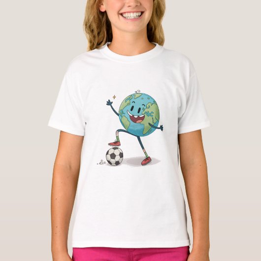 Planet Earth playing soccer T-shirt (Voorkant)