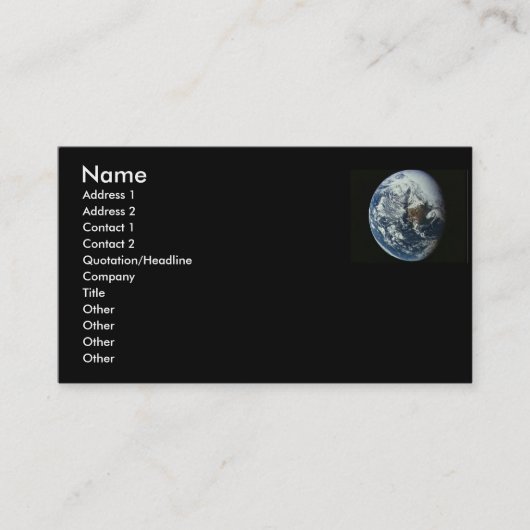 Planet Earth Profile Card Visitekaartje (Voorkant)