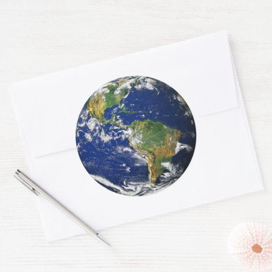 Planet Earth Ronde Sticker (Envelop)