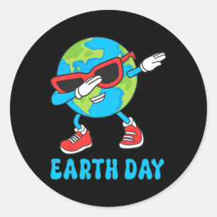Planet Earth Verjaardag Dab Groovy Dabbing Boys Ronde Sticker