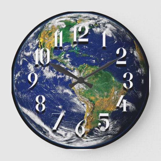 Planet Earth Wall Clock Grote Klok (Voorkant)