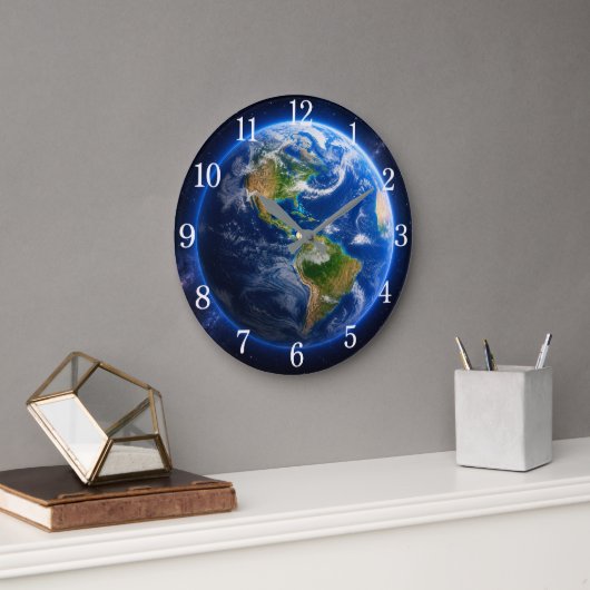 Planet Earth Wall Clock — Space-Inspired Design Grote Klok (Kantoor)