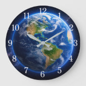 Planet Earth Wall Clock — Space-Inspired Design Grote Klok (Voorkant)