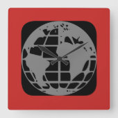 "Planet Earth"-wandklok Vierkante Klok (Voorkant)