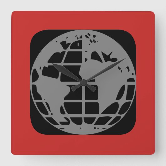 "Planet Earth"-wandklok Vierkante Klok (Voorkant)