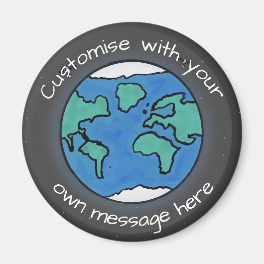 Planet Earth Wereldbol Aangepast Magneet (Voorkant)