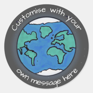 Planet Earth Wereldbol Aangepast Ronde Sticker