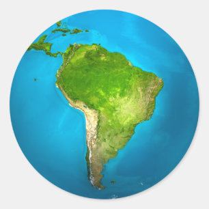 Planet Earth - Zuid-Amerika - Kleurrijk Wereldbol. Ronde Sticker