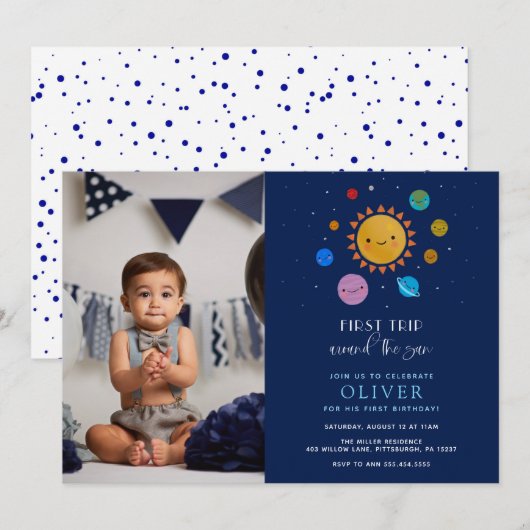 Planet eerste reis rond de zon Foto Verjaardag Kaart (Voorkant / Achterkant)