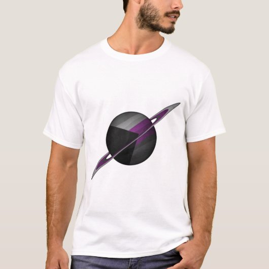 Planet en ringen in demiseksuele pride-vlagkleuren t-shirt (Voorkant)