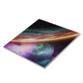 Planet en zijn maan. Computerillustraties van een Tegeltje (Zijkant)