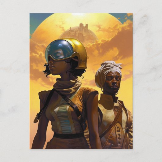 Planet Explorers Afrofuturistic Science Fiction Briefkaart (Voorkant)