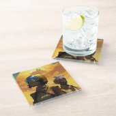 Planet Explorers Afrofuturistic Science Fiction Glazen Onderzetter (Schuin)