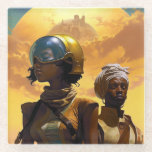 Planet Explorers Afrofuturistic Science Fiction Glazen Onderzetter<br><div class="desc">Fantasy art producten van The Lunarium.</div>