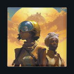 Planet Explorers Afrofuturistic Science Fiction Magneet<br><div class="desc">Fantasy art producten van The Lunarium.</div>