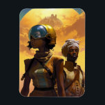 Planet Explorers Afrofuturistic Science Fiction Magneet<br><div class="desc">Fantasy,  Sci-fi & Horror kunst van het Lunarium.</div>