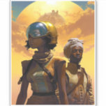Planet Explorers Afrofuturistic Science Fiction Sticker<br><div class="desc">Fantasy art producten van The Lunarium.</div>