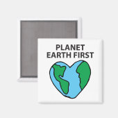 Planet First Ecological Icon Happy Earth Clipart Magneet (Voorkant / Achterkant)