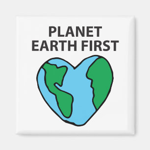 Planet First Ecological Icon Happy Earth Clipart Magneet