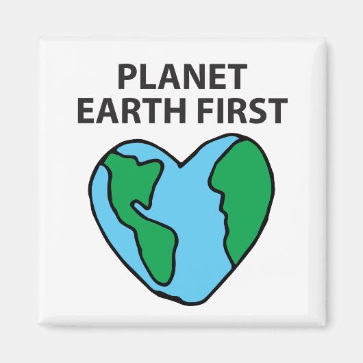 Planet First Ecological Icon Happy Earth Clipart Magneet (Voorkant)