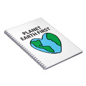 Planet First Ecological Icon Happy Earth Clipart Notitieboek (Rechterzijde)
