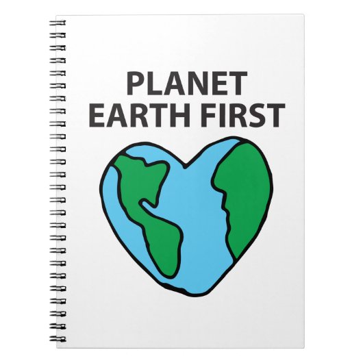 Planet First Ecological Icon Happy Earth Clipart Notitieboek (Voorkant)