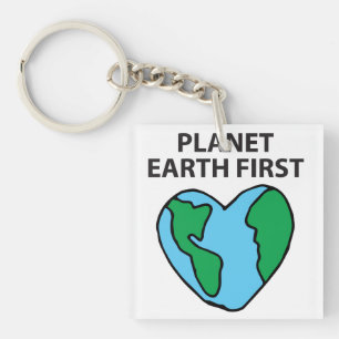 Planet First Ecological Icon Happy Earth Clipart Sleutelhanger
