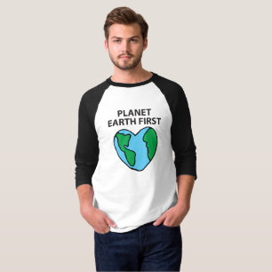 Planet First Ecological Icon Happy Earth Clipart T-shirt