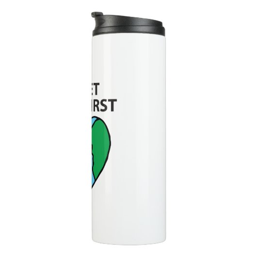 Planet First Ecological Icon Happy Earth Clipart Thermosbeker (Geroteerd rechts)