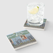 Planet Follywood, Folly Beach, Onderzetter. Stenen Onderzetter (Zijkant)