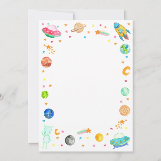 Planet Galaxy Ruimteschip Alien Buitenruimte Verja Kaart (Achterkant)