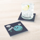 Planet Glazen Onderzetter (Schuin)