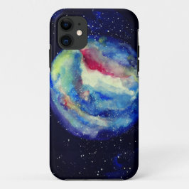 Planet Hoesje, Waterverf Kosmos Kunst iPhone 11 Hoesje
