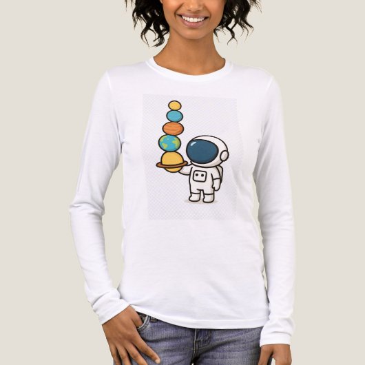Planet Juggler – Kawaii Astronaut Hoodie Tri-Blend Shirt (Voorkant volledig)