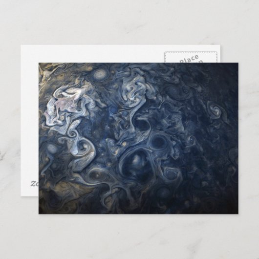 Planet Jupiter Blues Blauw Wit Juno Cam Draaien Briefkaart (Voorkant / Achterkant)