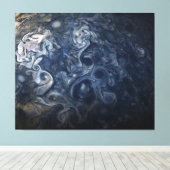 Planet Jupiter Blues Blauw Wit Juno Cam Draaien Canvas Afdruk (Insitu (Houten vloer))