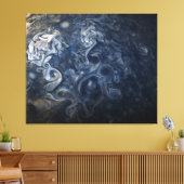 Planet Jupiter Blues Blauw Wit Juno Cam Draaien Canvas Afdruk (Insitu (Woonkamer))