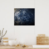 Planet Jupiter Blues Blauw Wit Juno Cam Draaien Poster (Keuken)