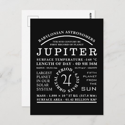 Planet Jupiter Gedetailleerd symbool Briefkaart (Voorkant / Achterkant)
