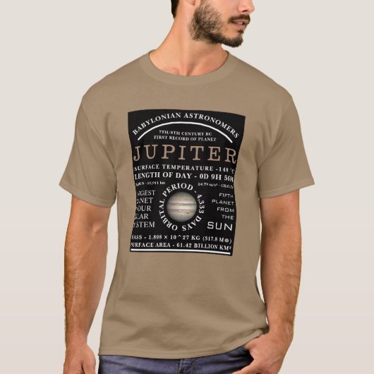 Planet Jupiter Gedetailleerde astronomie T-shirt (Voorkant)