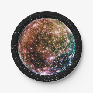 PLANET JUPITER MOON - CALLISTO Star Background 2 Papieren Bordje