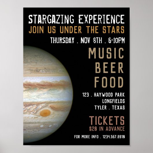 Planet Jupiter, Planetarium Event Adverteren Poster (Voorkant)