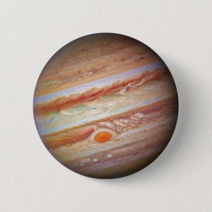 PLANET JUPITER - Rood spotje op (zonnestelsel) ~ Ronde Button 5,7 Cm