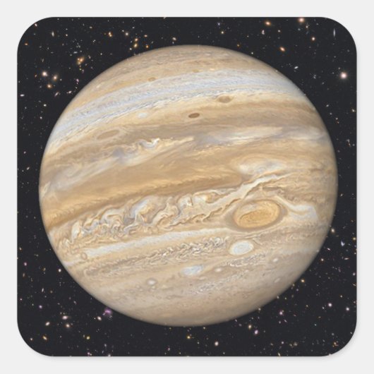 Planet Jupiter Starry Sky Vierkante Sticker (Voorkant)