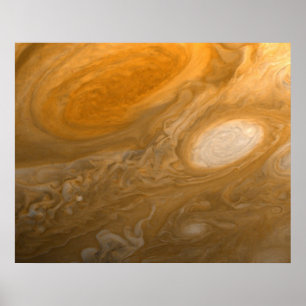 Planet Jupiter Swirling Stormen en Big Red Spot Poster
