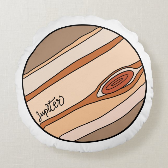 Planet Jupiter van het zonnestelsel Rond Kussen (Voorkant)